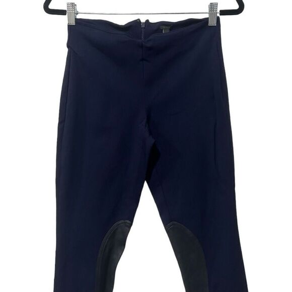 J. Crew Leather Panel Rear Zip Pixie Jodhpur Ankle Equestrian Pant Navy Size 6 - Picture 2 of 13